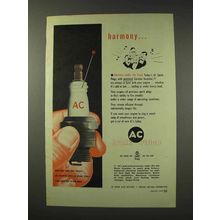 1949 AC Spark Plugs Ad - Harmony
