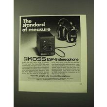 1972 Koss ESP-9 Stereophone Ad - Standard of Measure