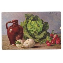 VEGETABLES, unused vintage postcard =
