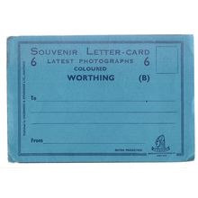 6 coloured views of WORTHING, SUSSEX unused vintage letter card /