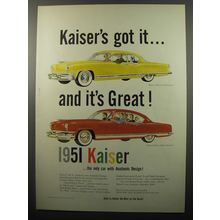 1951 Kaiser DeLuxe Club Coupe and DeLuxe 4-Door Sedan Advertisement