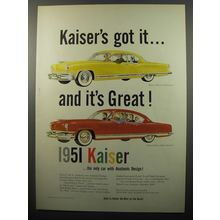 1951 Kaiser DeLuxe Club Coupe and DeLuxe 4-Door Sedan Advertisement