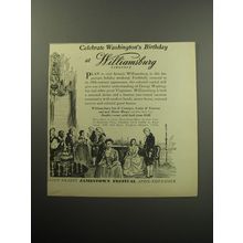 1957 Williamsburg Virginia Ad - Celebrate Washington's Birthday at Williamsburg