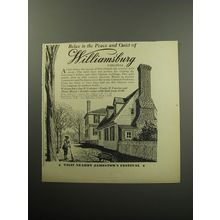 1957 Williamsburg Virginia Ad - Relax in the Peace and quiet of Williamsburg