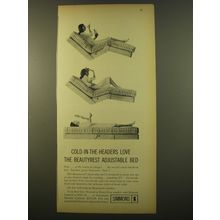 1961 Simmons Beautyrest adjustable bed Ad - Cold-in-the-headers love