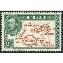 Fiji 1938 2d brown & green Die I SG253 used
