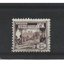 Burma.SG108 4a Elephant hauling log (Brown).Fine Used.Jul25h