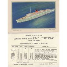 Cunard White Star Lines RMS Caronia Old Tarriff Postcard