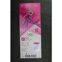 2012 LONDON OLYMPICS ORIGINAL £45 TICKET FOR HOCKEY @ RIVERBANK ARENA 29/7/2012