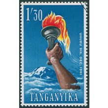 Tanganyika 1961 1s 30c red, yellow, black, brown & blue SG115 CTO