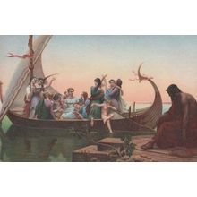 Gleyre Lost Illusions Nordic Boat Egyptian With Cupid Antique Painting Postcard