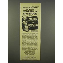 1946 Parke, Davis & Co. Nema Worm Capsules, Nemazene Ad