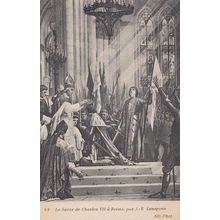 Charles VII Coronation Antique Royalty Old Olde England English King Postcard