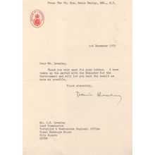 Denis Healey Labour MP 1970 House Of Commons Old Hand Signed Letter