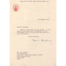 Denis Healey Labour MP 1970 House Of Commons Old Hand Signed Letter