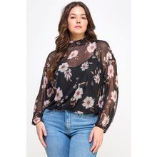 Mesh Floral Ls Top W/cami