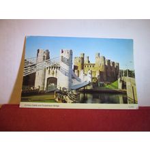 CONWY CASTLE & SUSPENSION BRIDGE, Gwynedd, unused postcard by E T W Dennis =