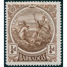 Barbados 1916 ¼d deep brown SG181 unused