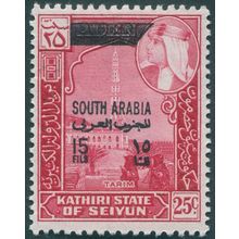 Seiyun 1966 15f on 25c carmine-red SG45 unused