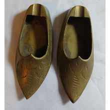 Shoes Brass Miniature Shoe Slipper Shoe Ashtrays Set of 2 Vintage India decor