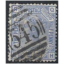 1881 SG157 2 1/2d Blue Plate 22 Good Used "QH".