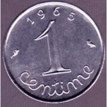 1965 France 1 Centime Coin