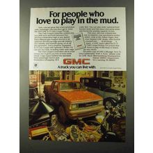 1985 GMC S-15 Club Coupe Pickup Ad - Play in the Mud