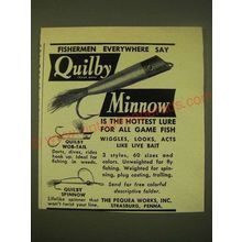 1949 The Pequea Works Quilby Lures Ad - Minnow, Wob-Tail, Spinnow