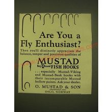 1949 O. Mustad Fish Hooks Ad - Are you a fly enthusiast?