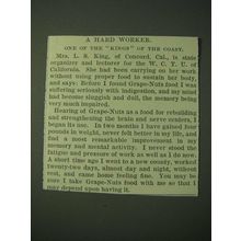 1900 Post Grape-Nuts Cereal Ad - A hard worker