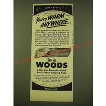 1949 Woods 3-Star Live Down-Insulated Arctic Brand Sleeping Robe Ad