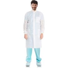 White Disposable Lab Coats for Adults, L. 10 Pack Disposable Lab Coat with Sn...