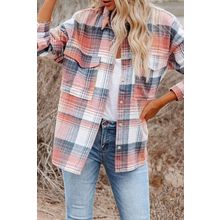 Plaid Print Pocket Buttoned Shacket