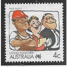 AUS 1988 4c 'LIVING TOGETHER - TRADE UNIONS' FINE USED (EBID67-130)