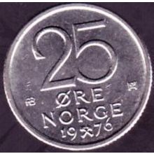 1976 Norway 25 Ore Coin
