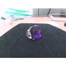 Vintage Style Purple Faceted Glass & Marcasite Ladies Adjustable Band Ring