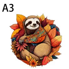 Cute Sloth Wooden Puzzle, Unique Animal Shapes, Educational Toys (A3)