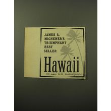 1960 Random House Book Advertisement - Hawaii by James A. Michener