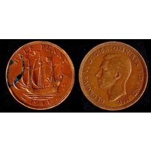 United Kingdom Half Penny 1941 Used Coin 1/2d Ship UK Geo VI