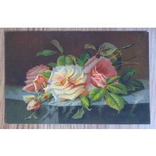 POSTCARD: FLOWERS - THREE ROSES: 1929