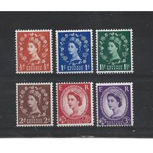 GB.1957 Definitives set of 6.Mounted Mint.Jul25a