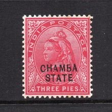 Chamba - 1900-04 - 3p Carmine (sg22) Mint Never Hinged