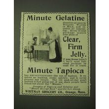 1900 Minute Gelatine and Minute Tapioca Ad - Clear Firm Jelly