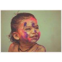 Child With Paint Coverered Carnival Face German Postcard