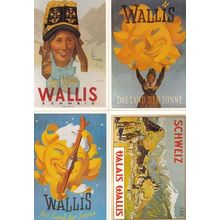 Wallis Switzerland 4x Poster Swiss Advertising Postcard s