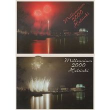 Helsinki Millenium Finland Fireworks Display 2000 2x Postcard