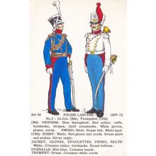 Polish Lancers Trumpeter 16th 9th Regiment Napoleonic War Uniform PB Postcard