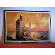 SUNSET OVER A CORNISH TIN MINE unused postcard by Murray King dated 1970 =