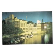 FLOODLIGHTING ALONG THE RIVER OUSE, YORK vintage unused postcard