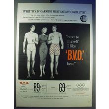 1956 B.V.D. Underwear Ad - Garment Must Satisfy